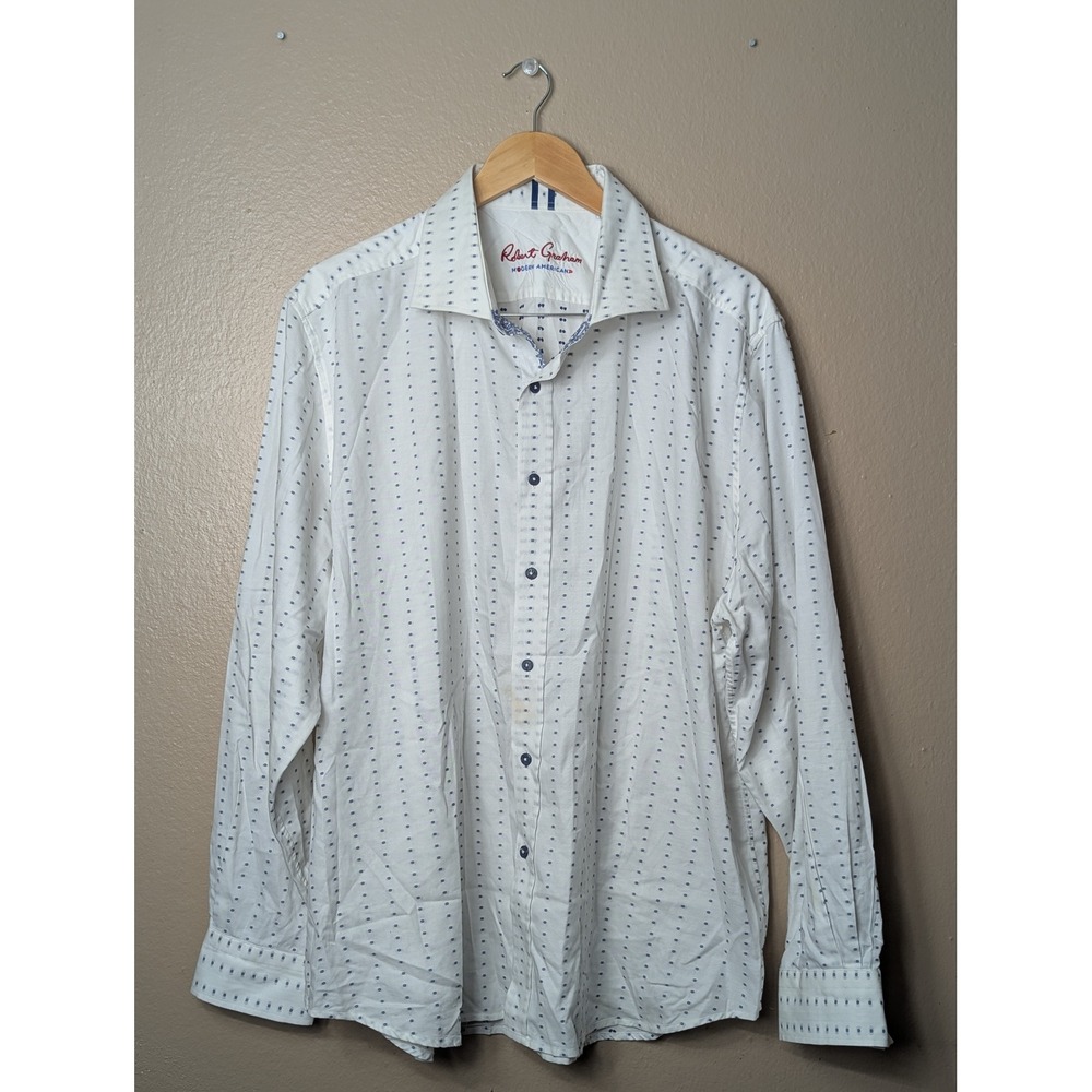 Robert Graham Button Down Shirt Mens 3XL White Tailored Fit Modern American